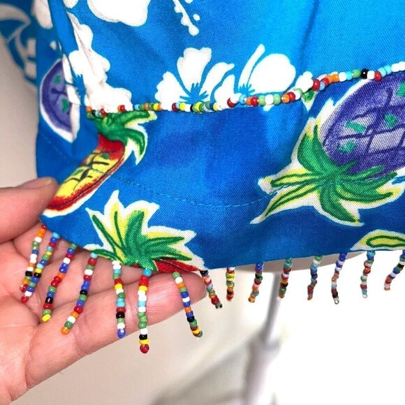 Surya Jacket Tank Top Set Medium M Womens Vintage Tropical Pattern Beaded Rayon - Picture 11 of 14